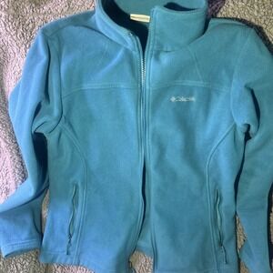 Womens Columbia Fleece Jacket Size L Aqua Blue